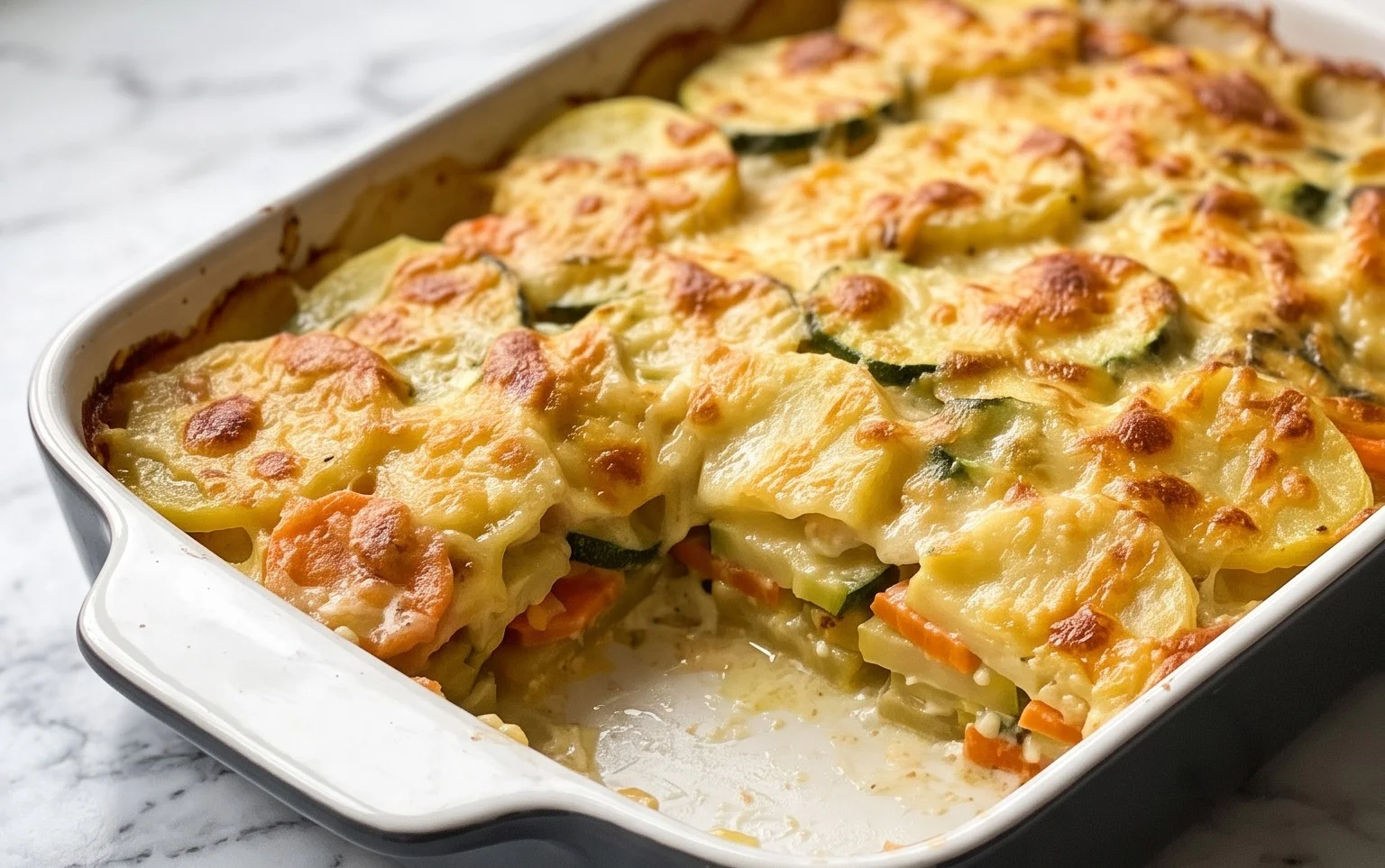 Vegetarischer Kartoffelauflauf: Herzhaft, Zucchini & Karotten