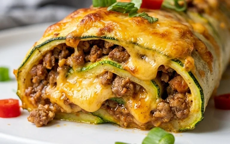 Leckeres aus dem Ofen: Zucchini-Hackfleisch-Rolle mit Cheddar