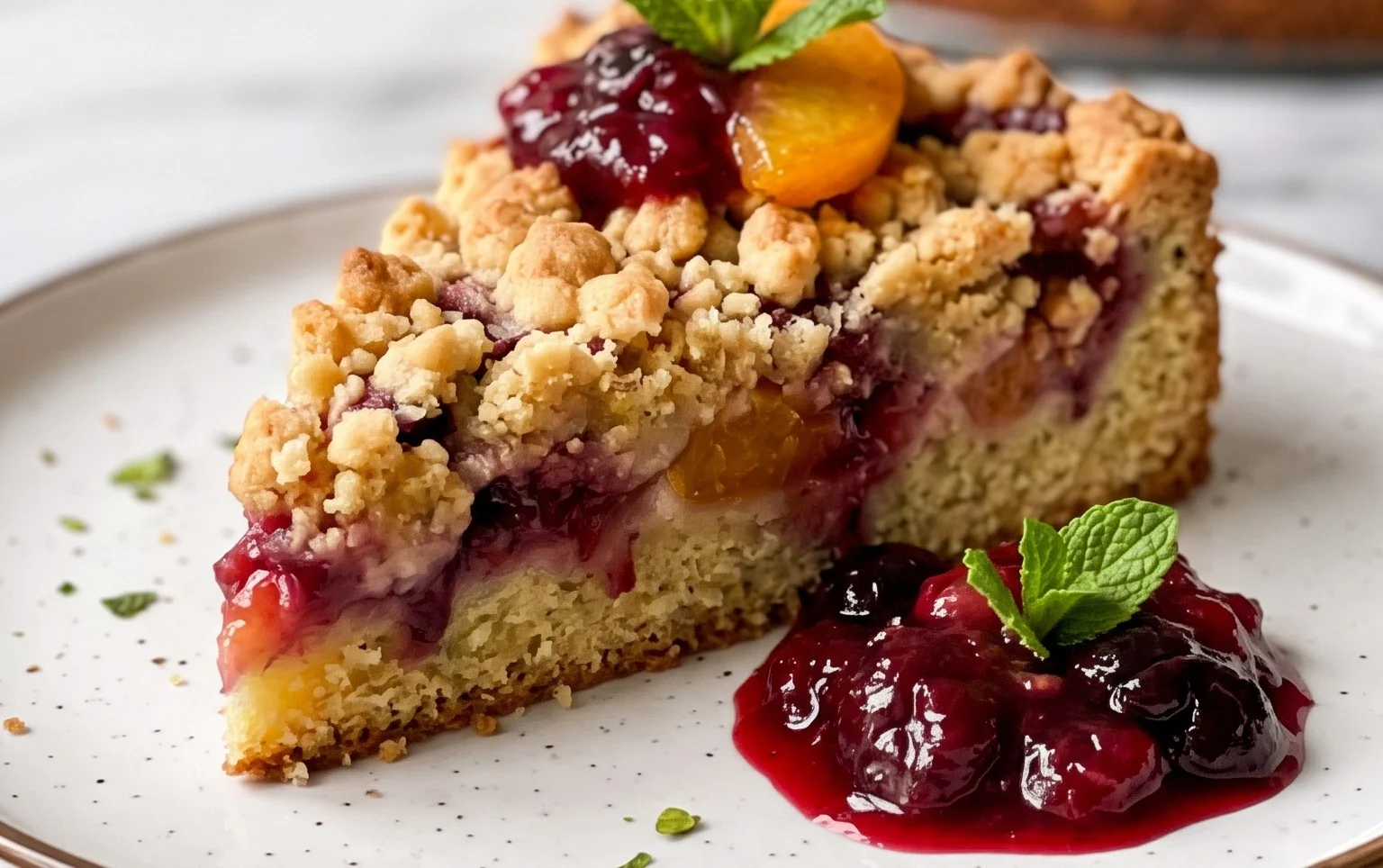 Wie vom Landcafé: Prassel-Bauerntorte mit zweierlei Kompott Rezept