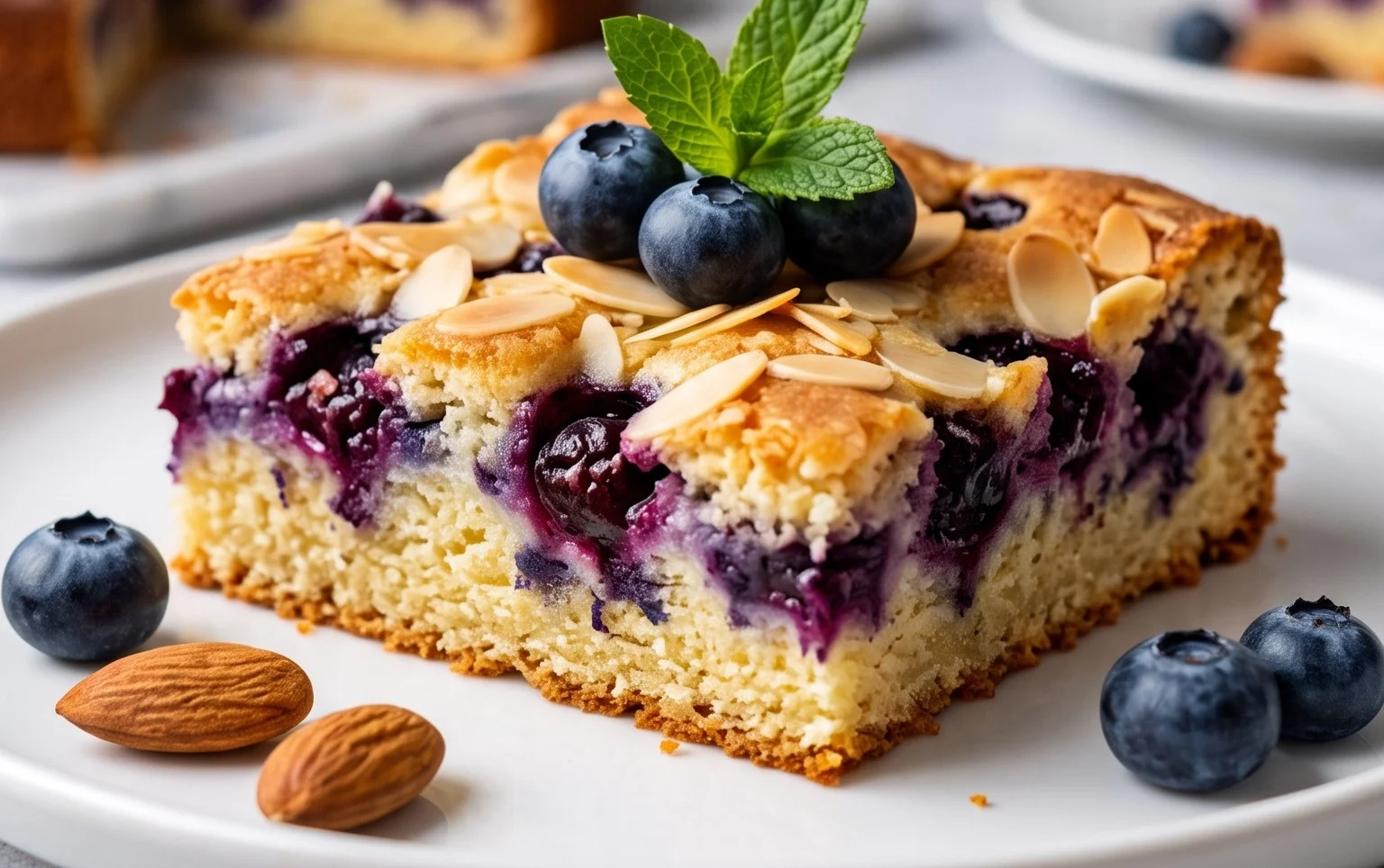 Blaubeer-Butterkuchen mit Mandeln: Glück ist backbar