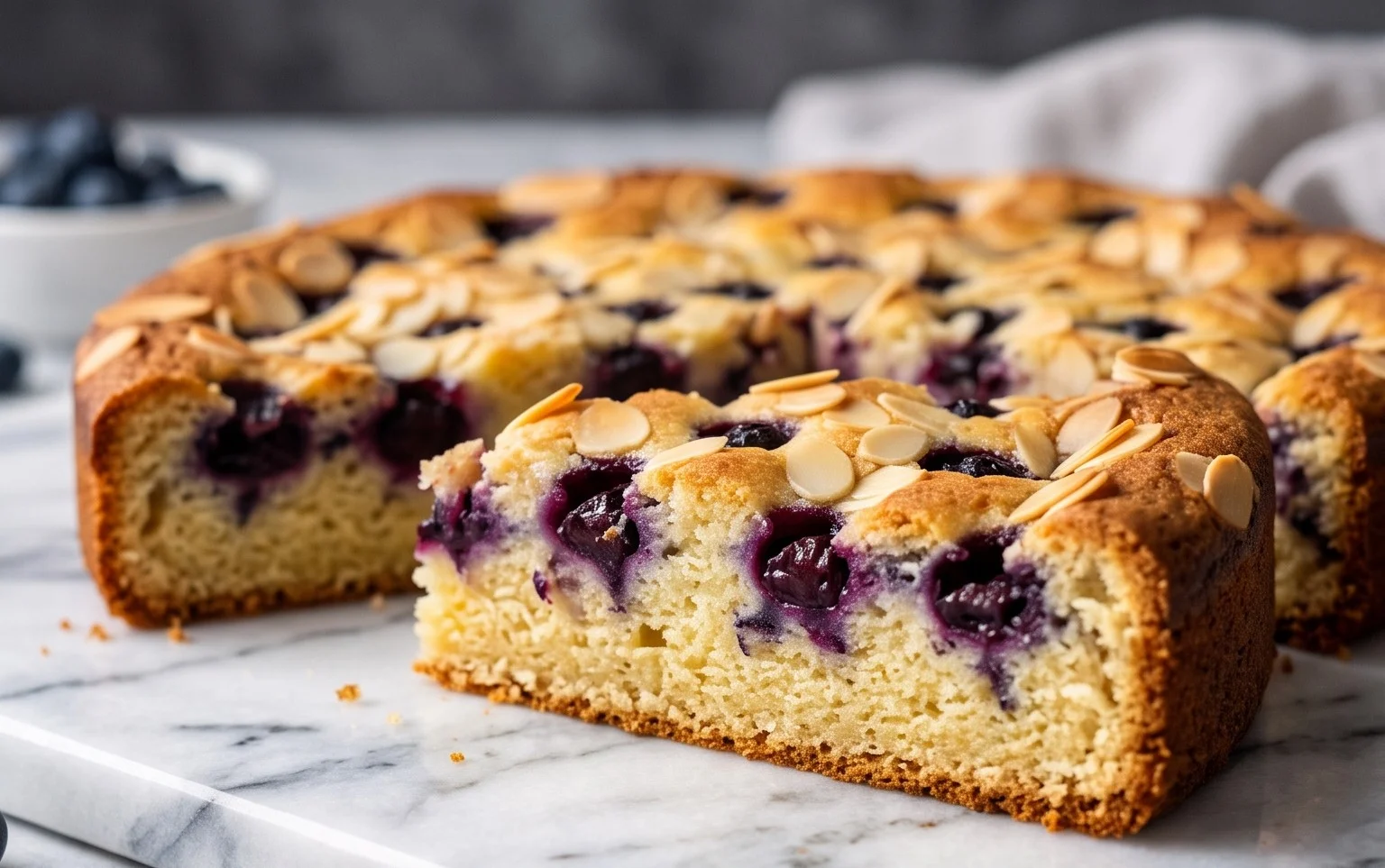 Blaubeer-Butterkuchen mit Mandeln: Glück backen